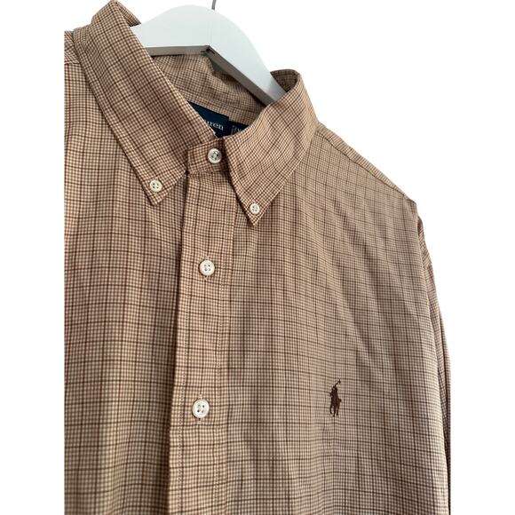 NWT Ralph Lauren Men XXL Brown Checkered Polo Button Down Classic Fit Work Gift - Picture 5 of 11
